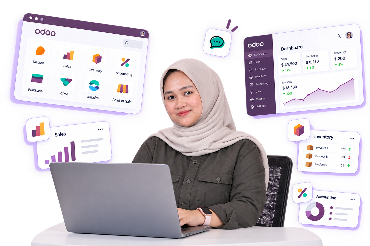 Tim menggunakan Odoo ERP
